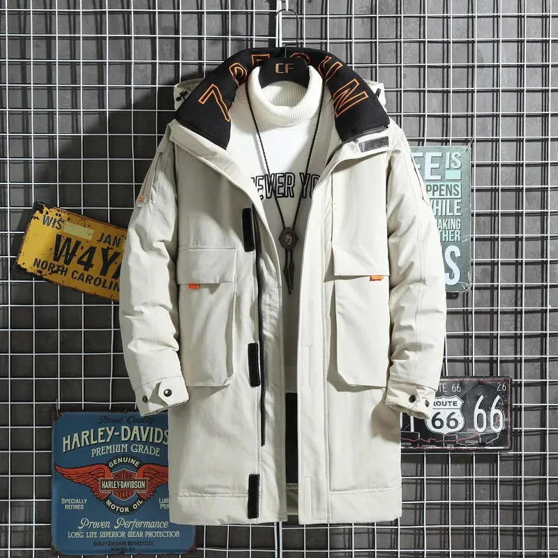 Men's parka winter jacket with hood and zip pockets