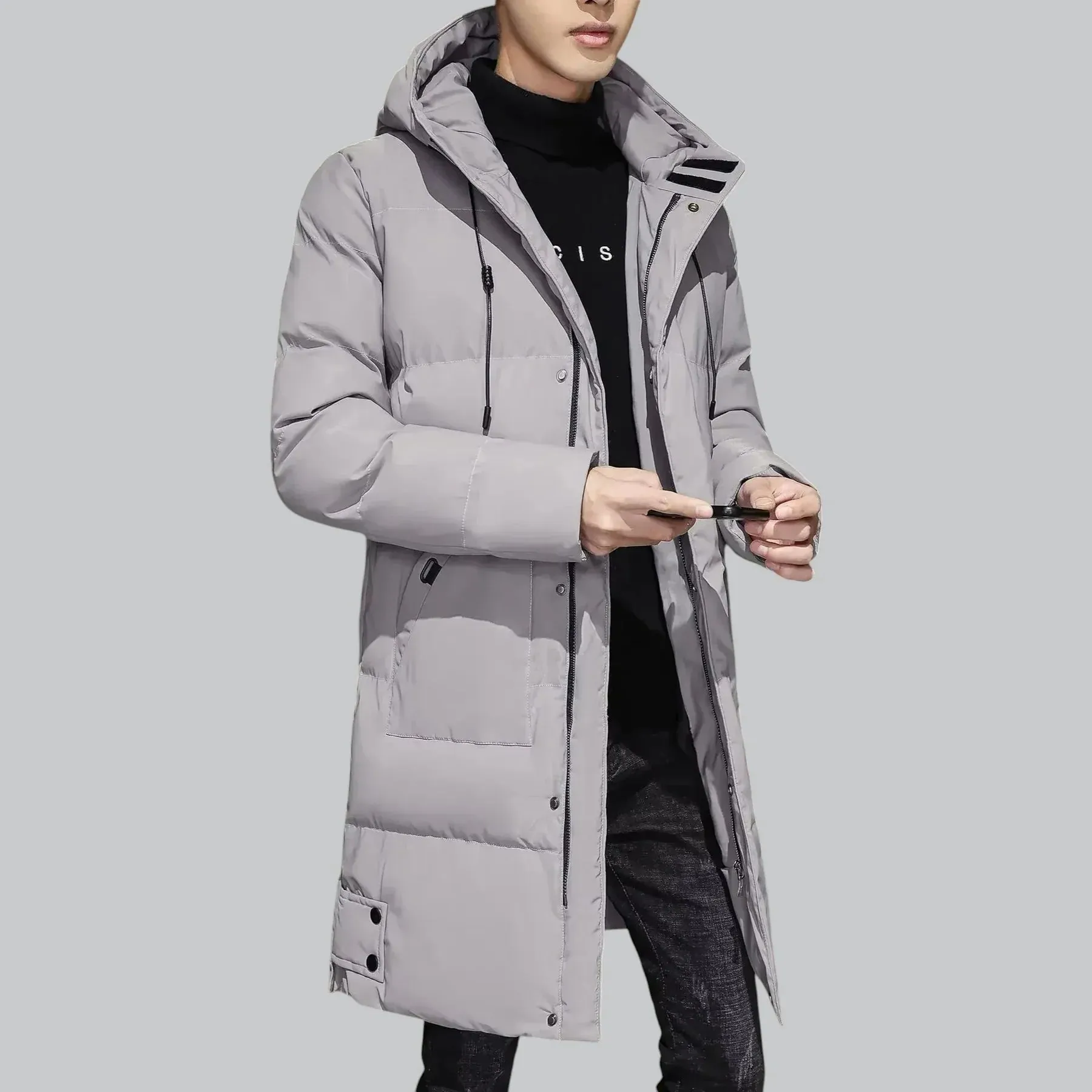 Modern Men's Parka Coat with Adjustable Drawstring