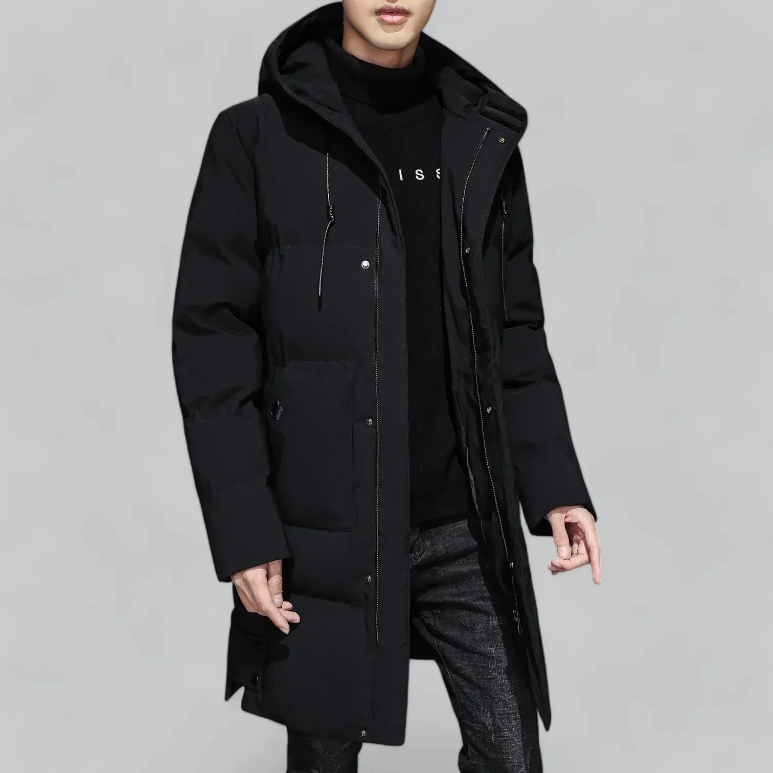 Modern Men's Parka Coat with Adjustable Drawstring