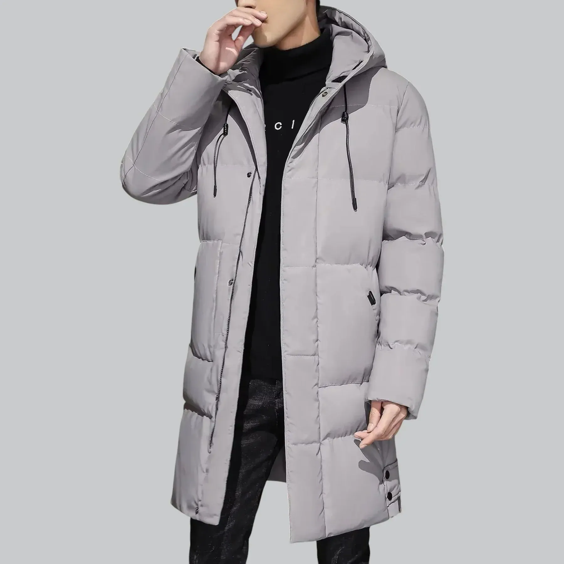 Modern Men's Parka Coat with Adjustable Drawstring