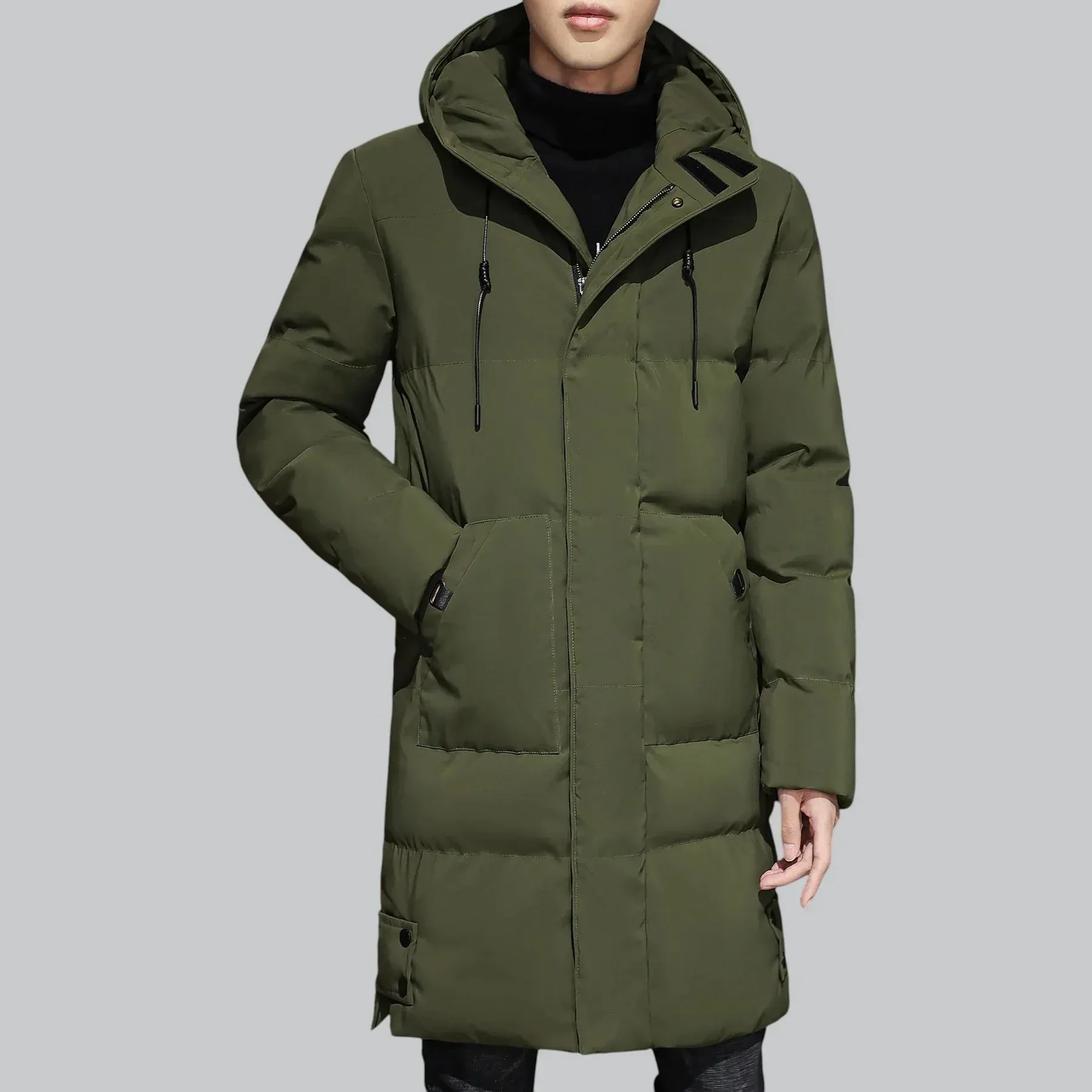 Modern Men's Parka Coat with Adjustable Drawstring