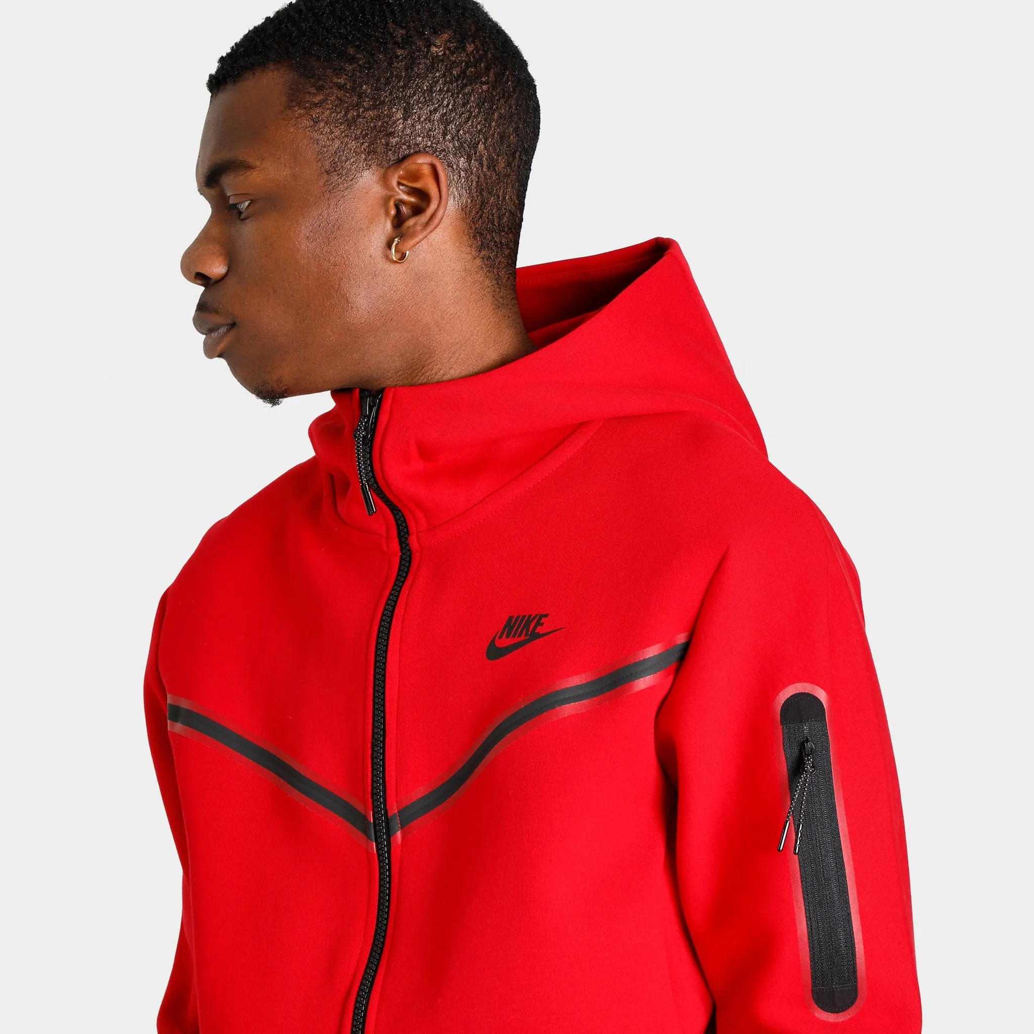 Nike Sportswear Tech Fleece Full Zip Hoodie Windrunner Gym Red / Black