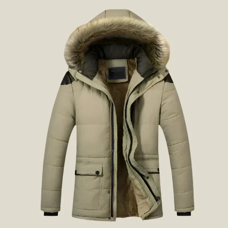 Olaf&Dave Parka | Lange waterdichte herenparka met bontkraag en warme fleece voering