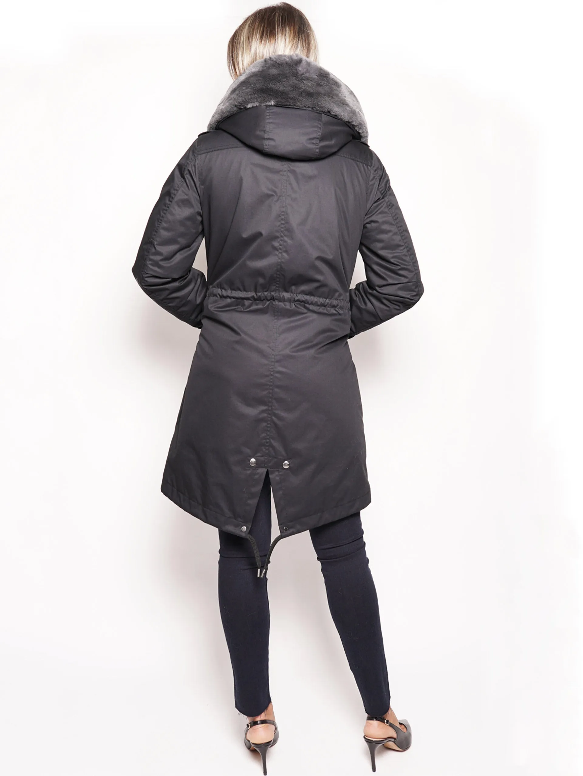 Parka con Pelliccia Rimovibile Nero