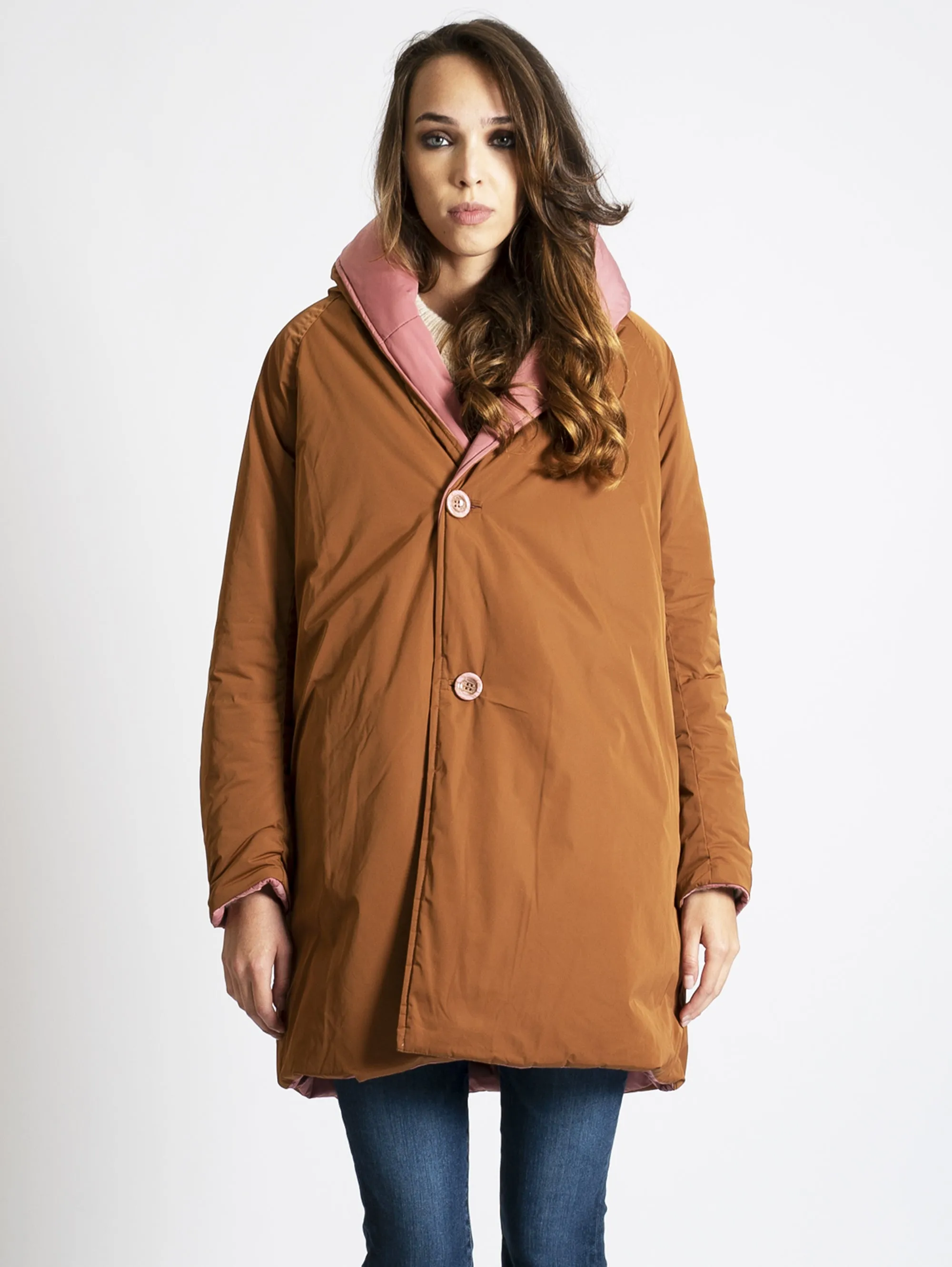 Parka Reversibile in Memory Rosa/Coccio