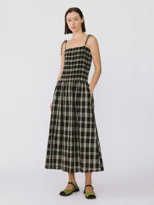 Pure Cotton Plaid Sling Dress