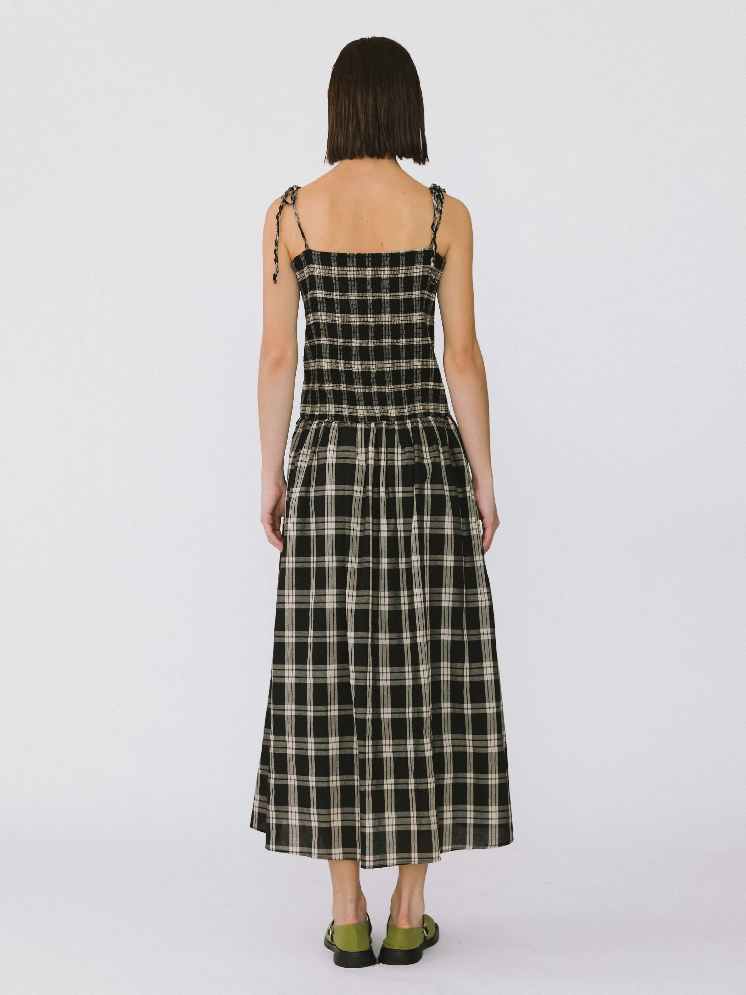 Pure Cotton Plaid Sling Dress