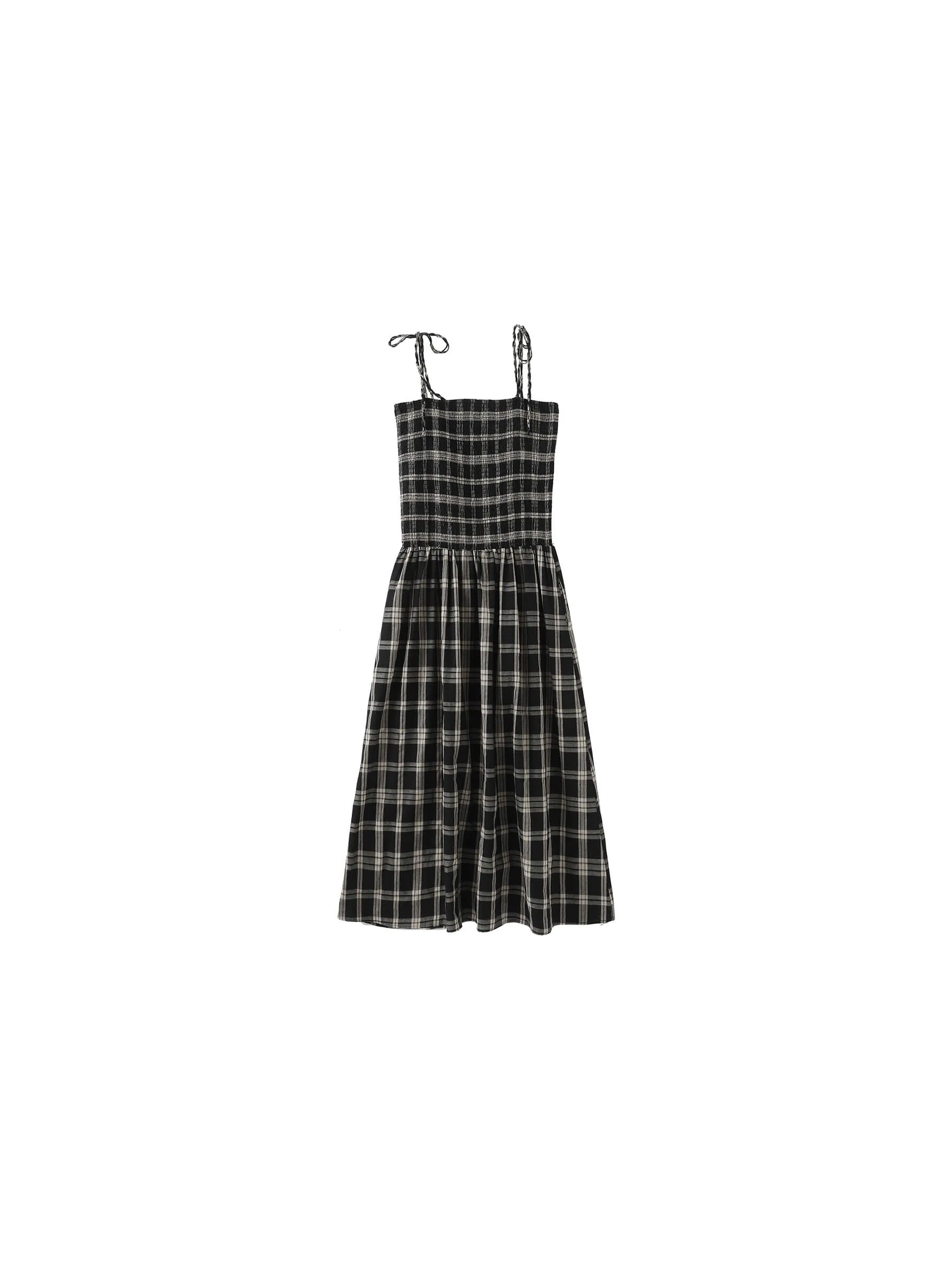 Pure Cotton Plaid Sling Dress