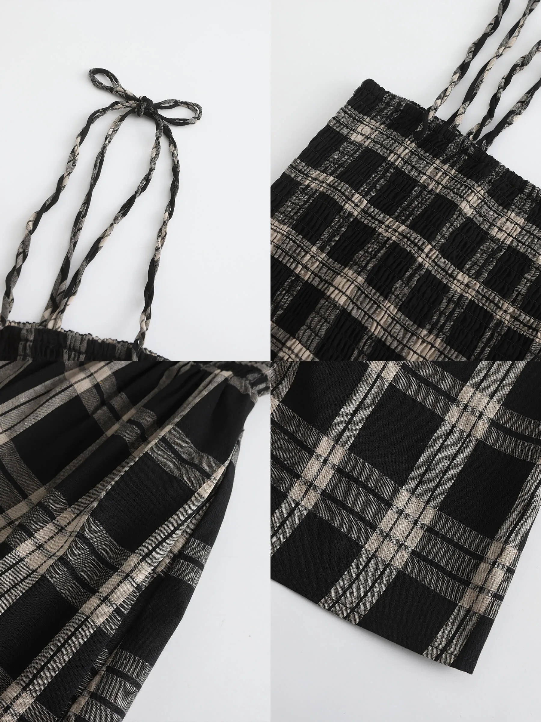 Pure Cotton Plaid Sling Dress