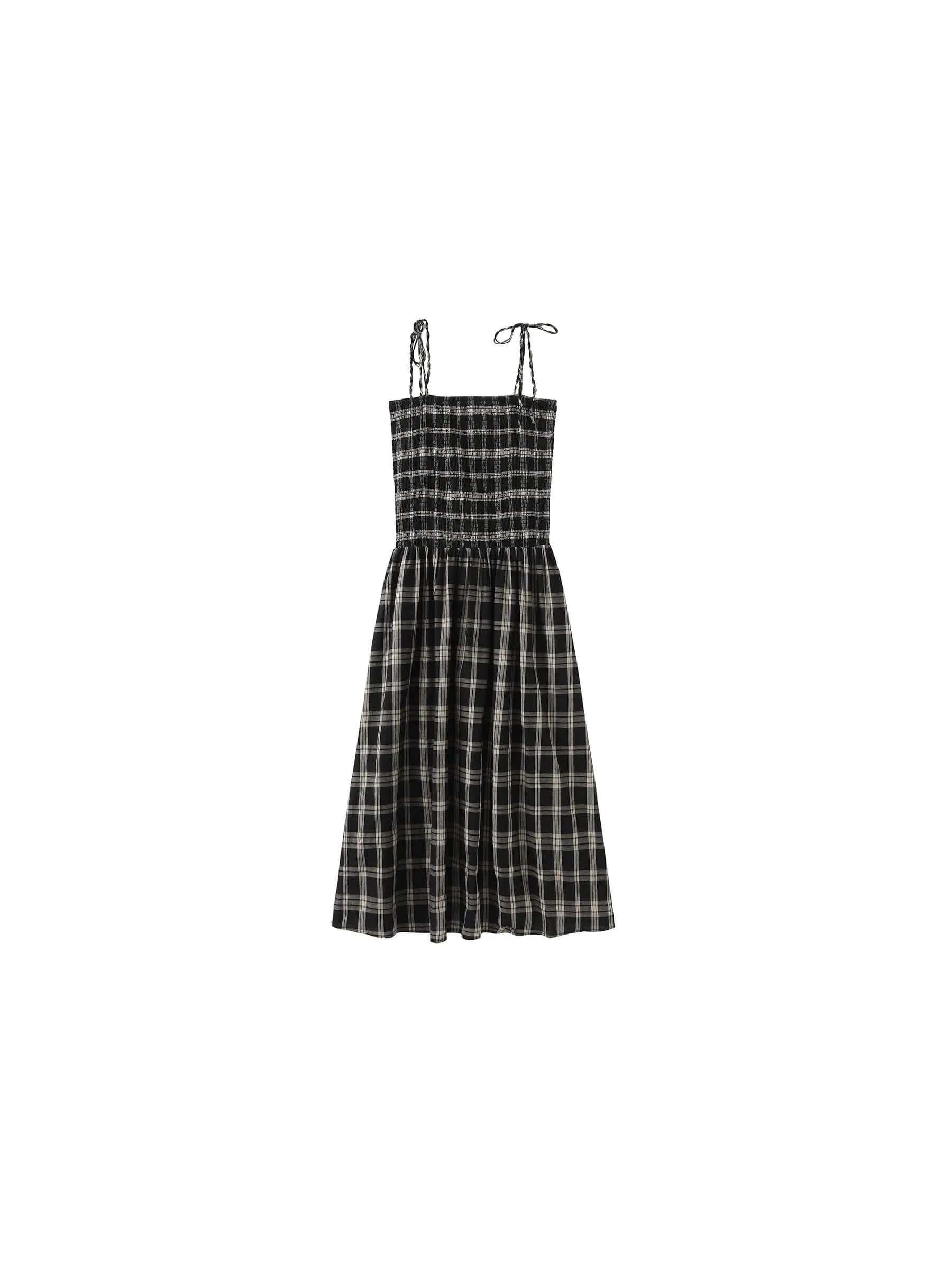 Pure Cotton Plaid Sling Dress