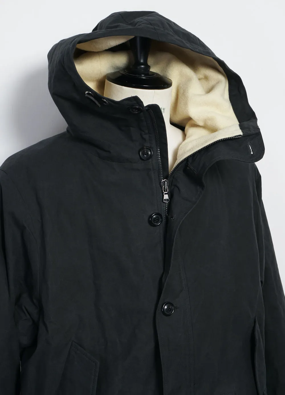 RASMUS | Waxed Parka With Zipper | Charcoal