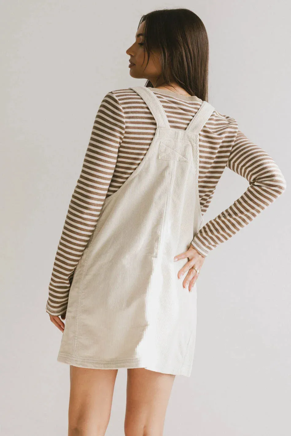 Reid Corduroy Overall Dress in Ivory