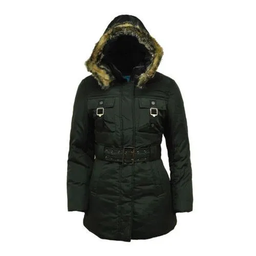 Size 36' Parka Jacket With Belt And Hood