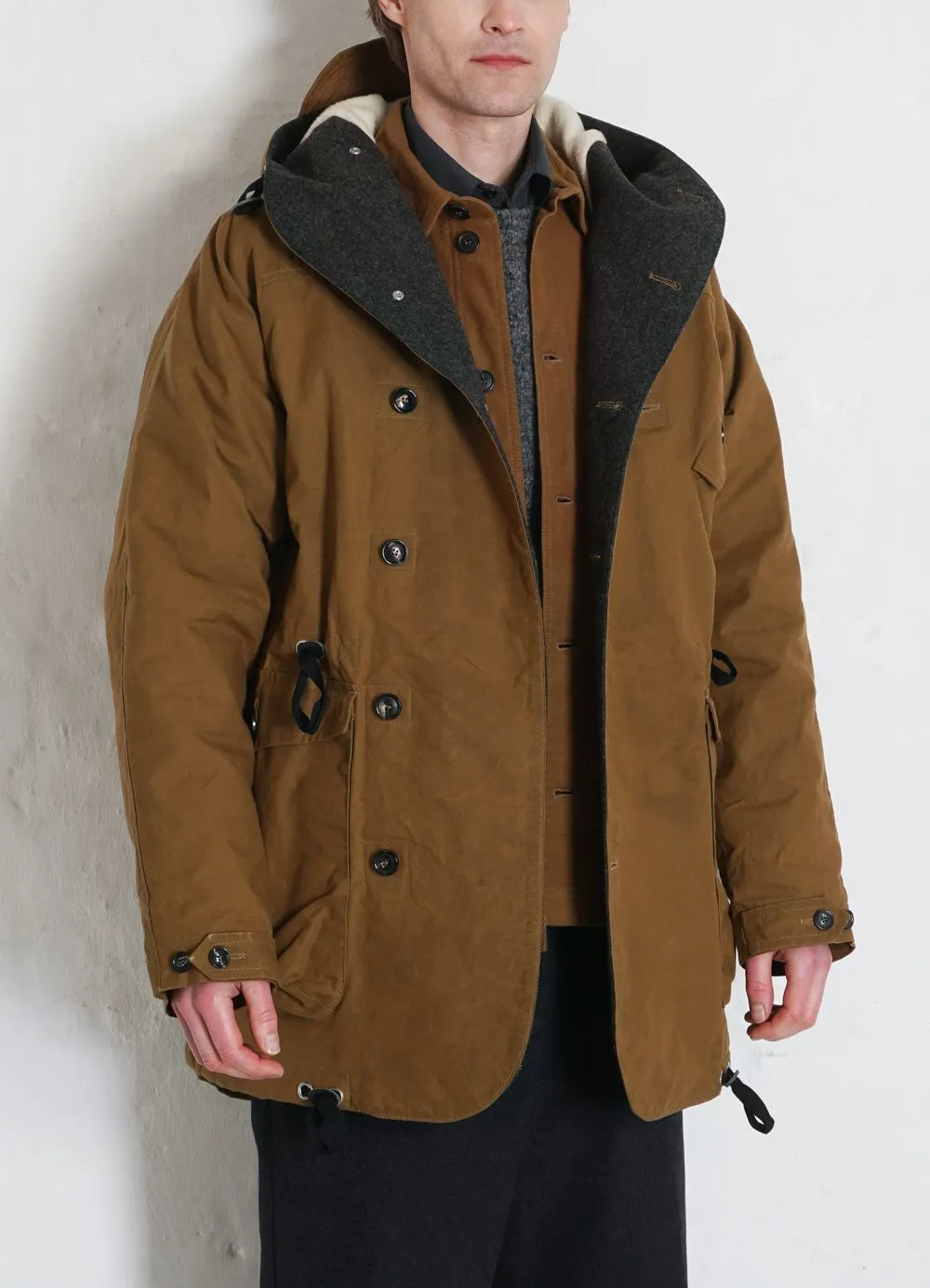 STORM | Hooded Waxed Cotton Parka | Breen