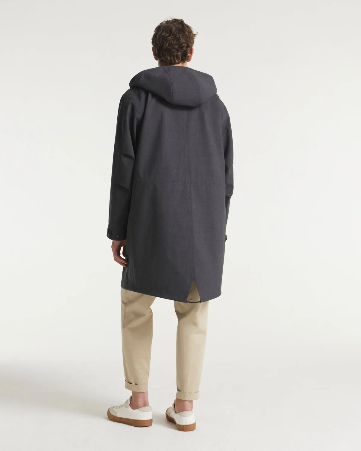 Technical cold wool fishtail parka