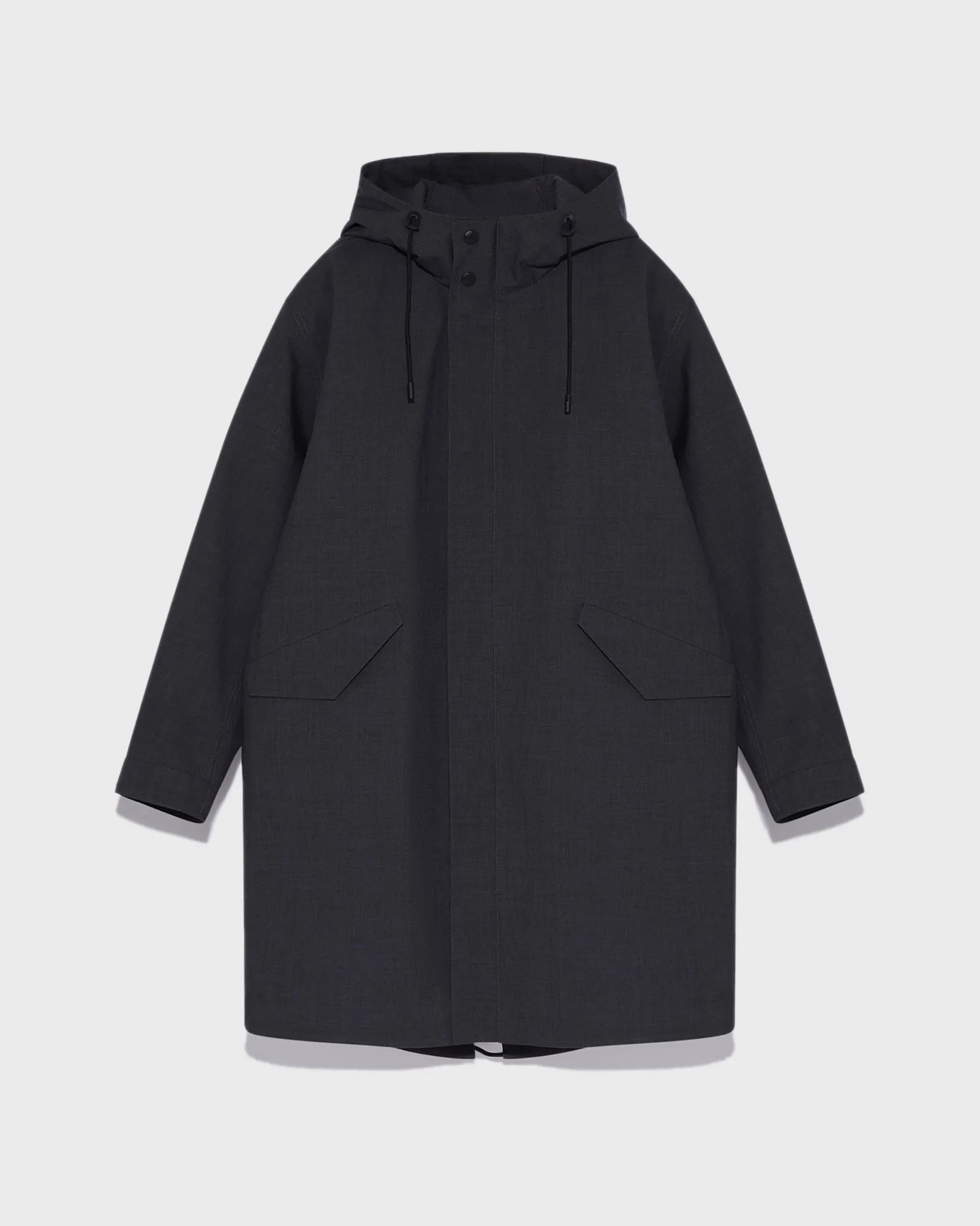 Technical cold wool fishtail parka