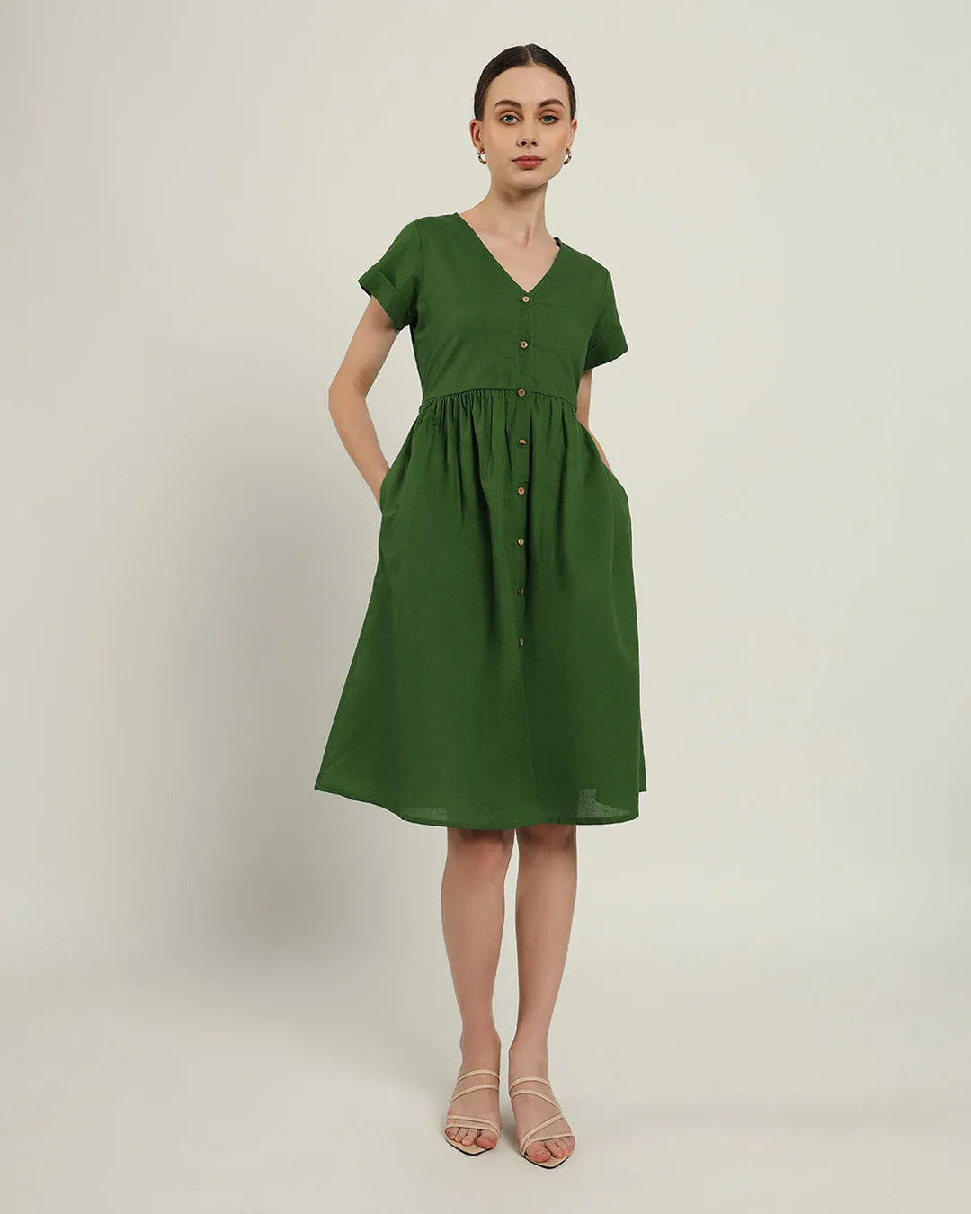 The Valence Emerald Cotton Dress