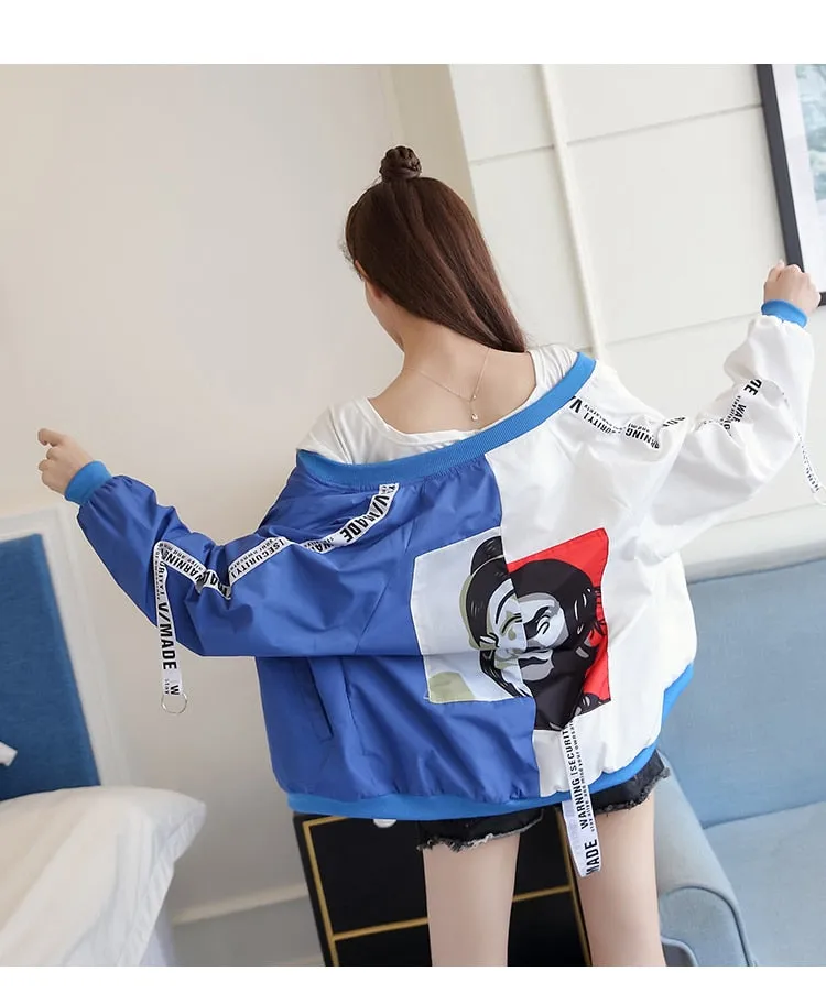 Thin Girl Windbreaker Outwear Bomber Jackets