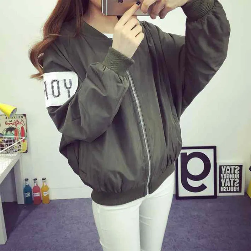 Thin Girl Windbreaker Outwear Bomber Jackets