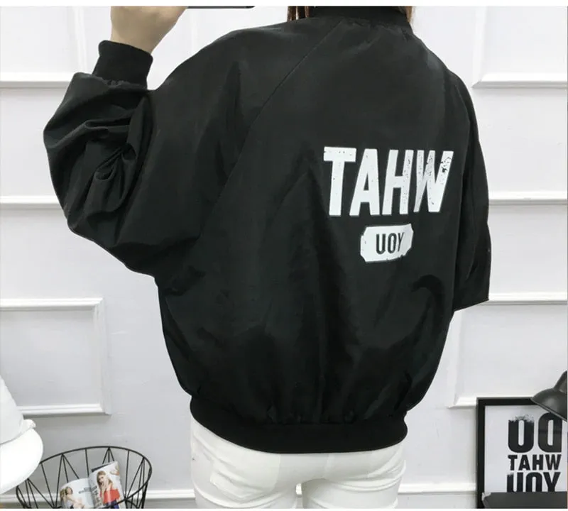 Thin Girl Windbreaker Outwear Bomber Jackets