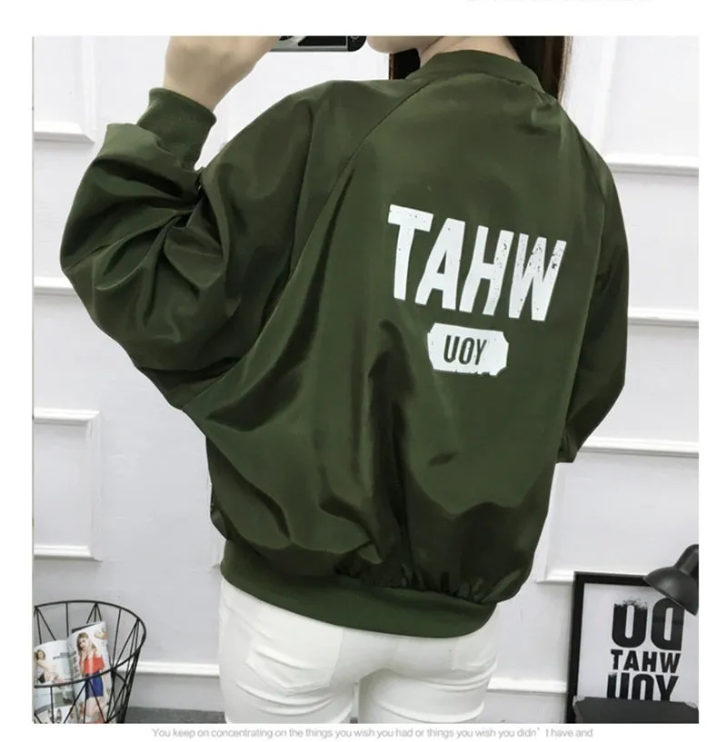 Thin Girl Windbreaker Outwear Bomber Jackets