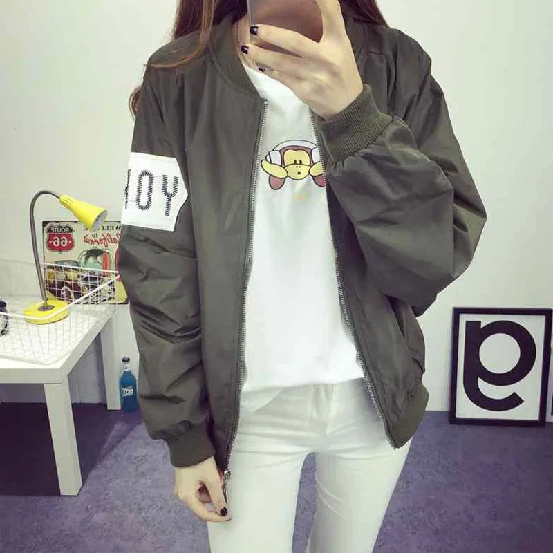 Thin Girl Windbreaker Outwear Bomber Jackets