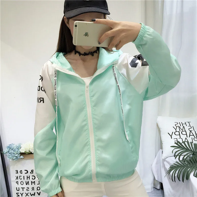 Thin Girl Windbreaker Outwear Bomber Jackets