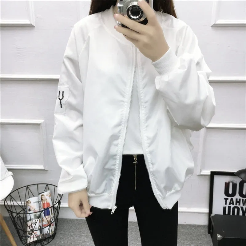 Thin Girl Windbreaker Outwear Bomber Jackets