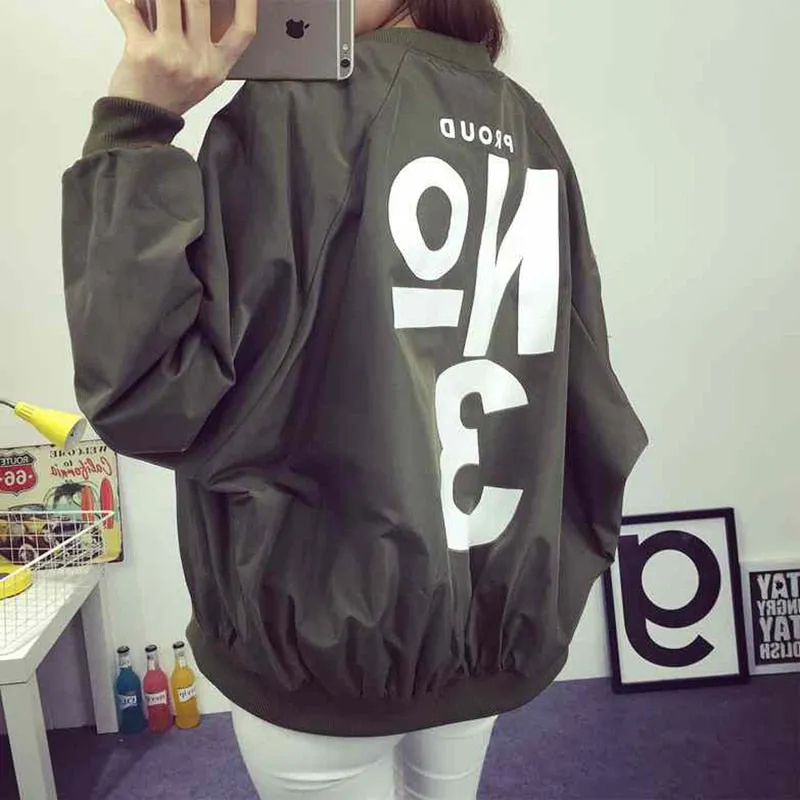 Thin Girl Windbreaker Outwear Bomber Jackets