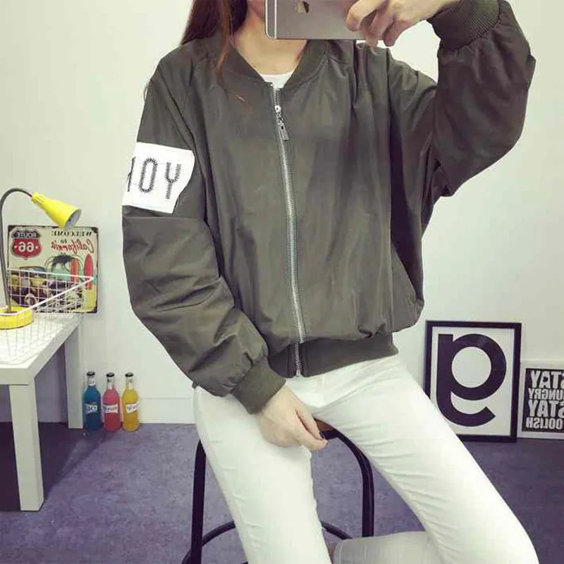 Thin Girl Windbreaker Outwear Bomber Jackets