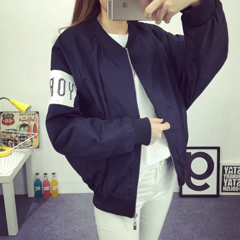 Thin Girl Windbreaker Outwear Bomber Jackets