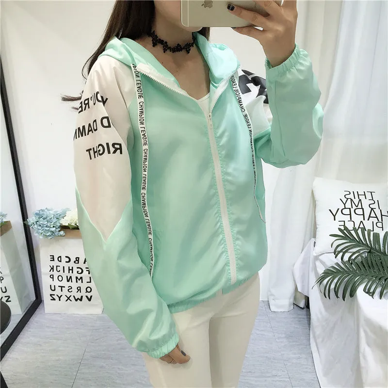 Thin Girl Windbreaker Outwear Bomber Jackets