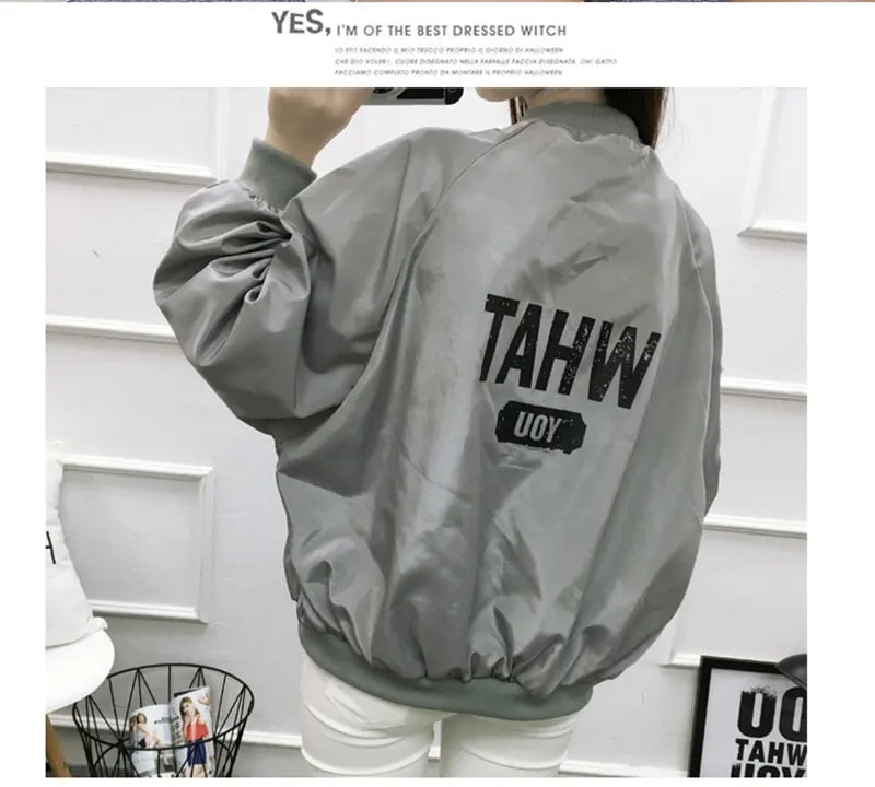 Thin Girl Windbreaker Outwear Bomber Jackets