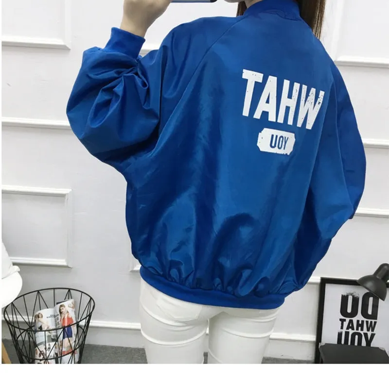 Thin Girl Windbreaker Outwear Bomber Jackets