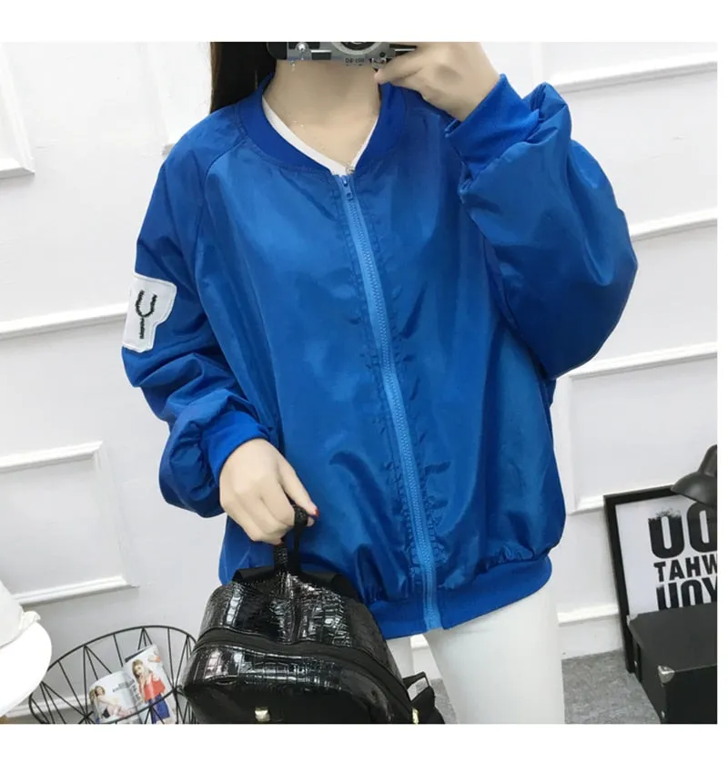 Thin Girl Windbreaker Outwear Bomber Jackets