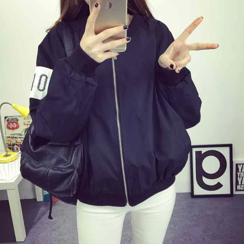 Thin Girl Windbreaker Outwear Bomber Jackets