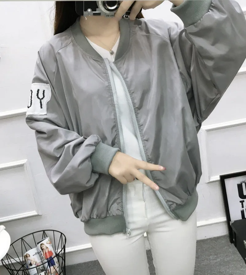 Thin Girl Windbreaker Outwear Bomber Jackets