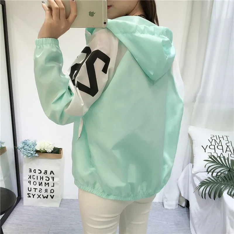 Thin Girl Windbreaker Outwear Bomber Jackets