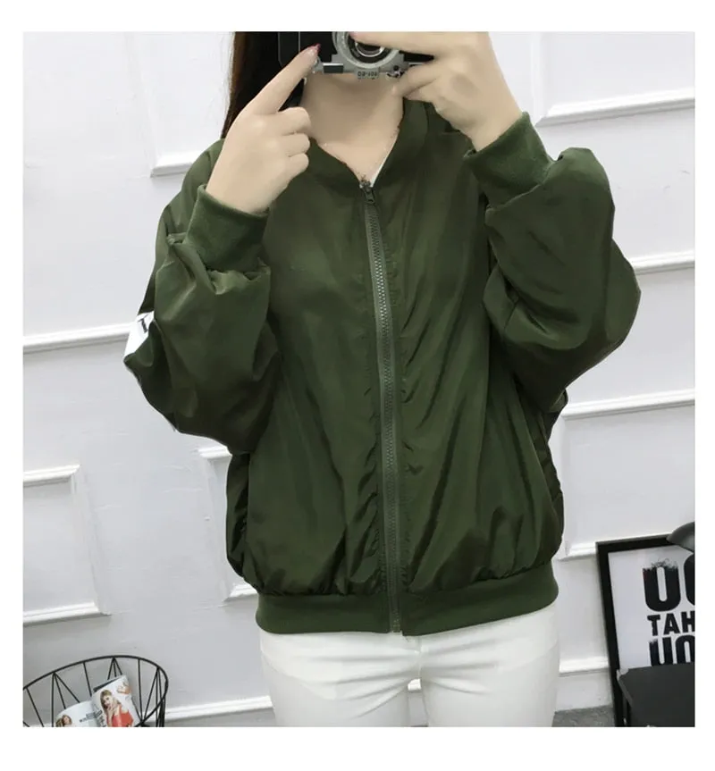 Thin Girl Windbreaker Outwear Bomber Jackets