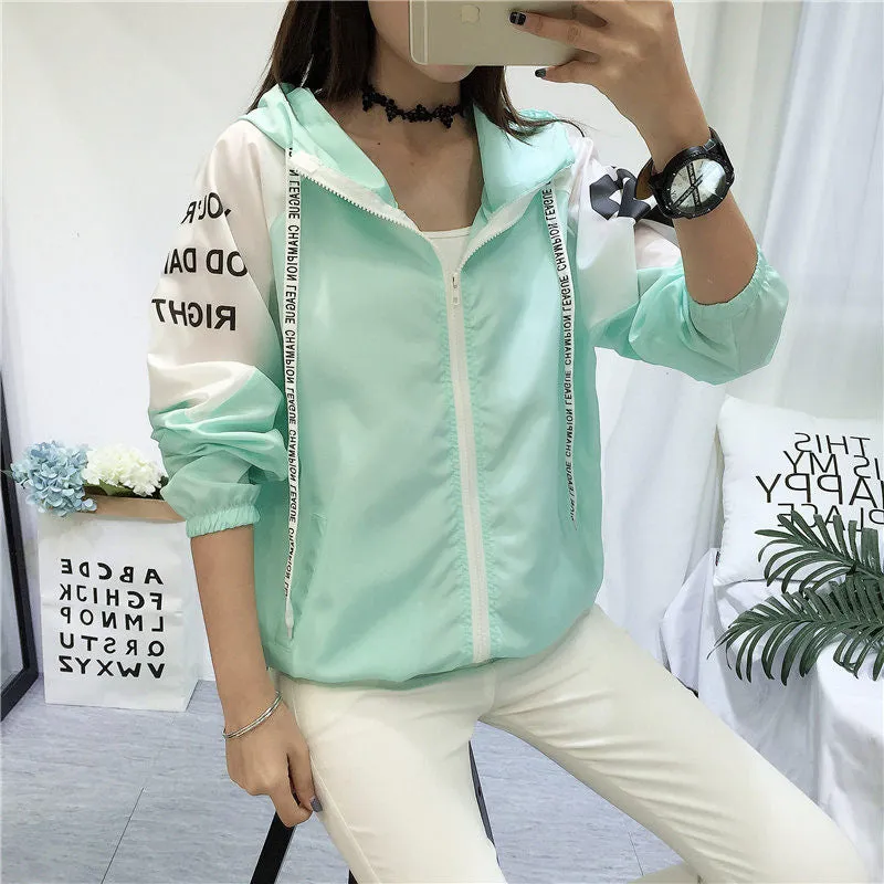 Thin Girl Windbreaker Outwear Bomber Jackets