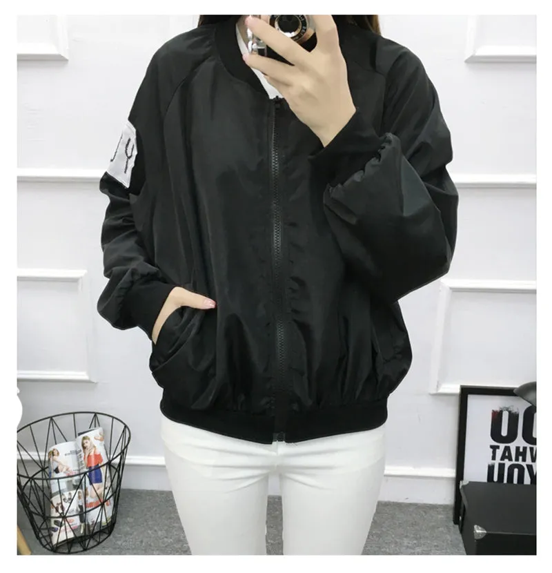 Thin Girl Windbreaker Outwear Bomber Jackets