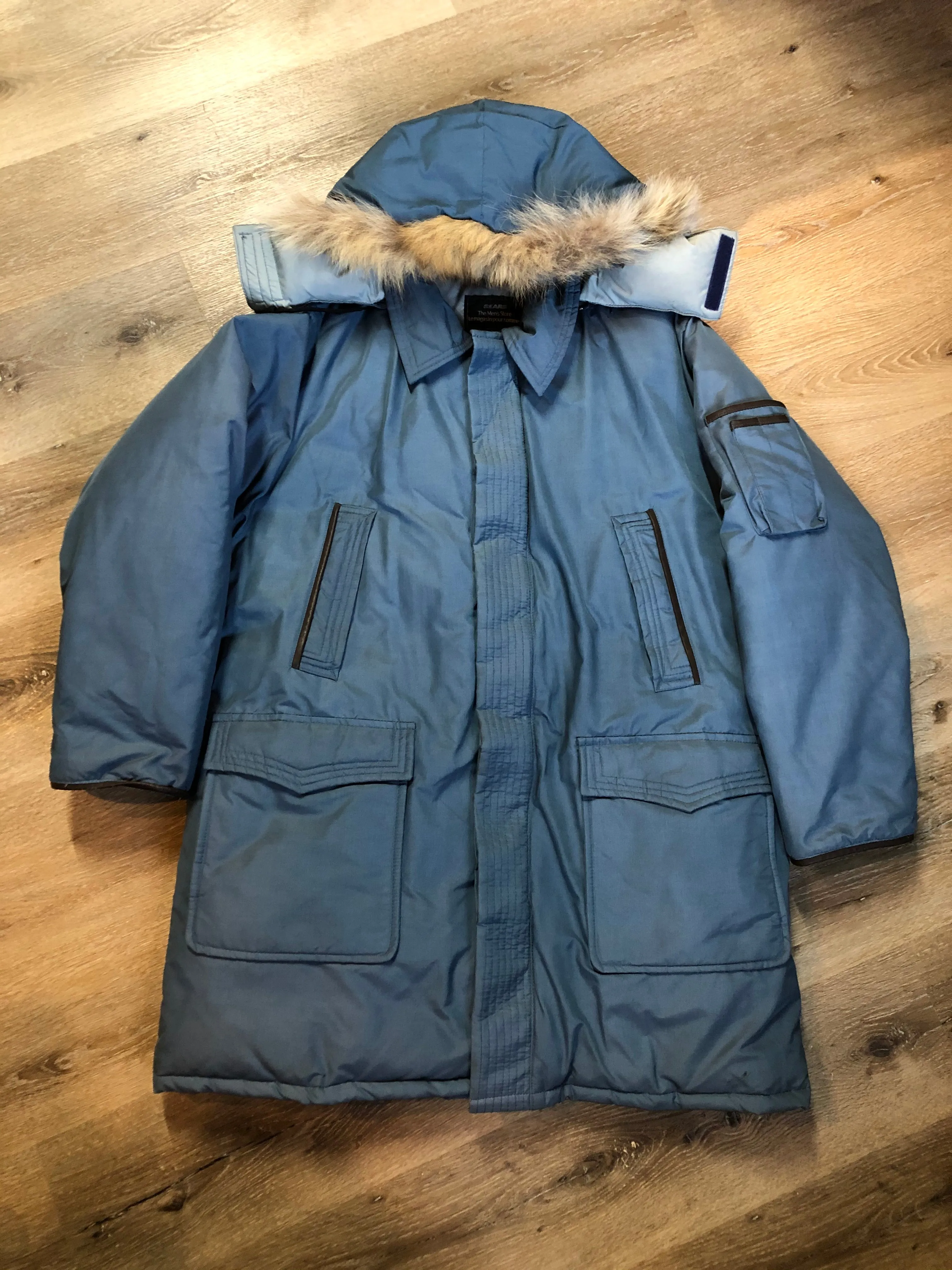 Vintage Sears Blue Duck Down Filled Parka NWOT, Made in Canada, SOLD