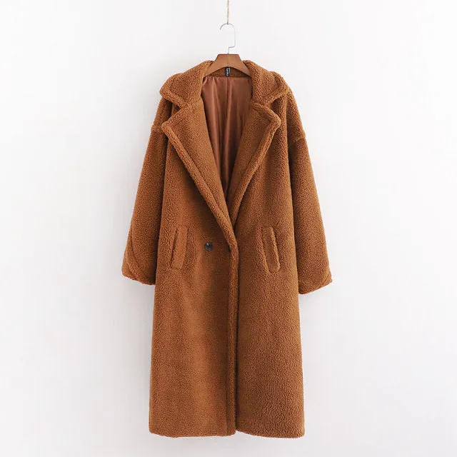 Wjczt Autumn Winter Women Loose Beige Teddy Coat Stylish Female Thick Warm Cashmere Jacket Casual Girls Streetwear