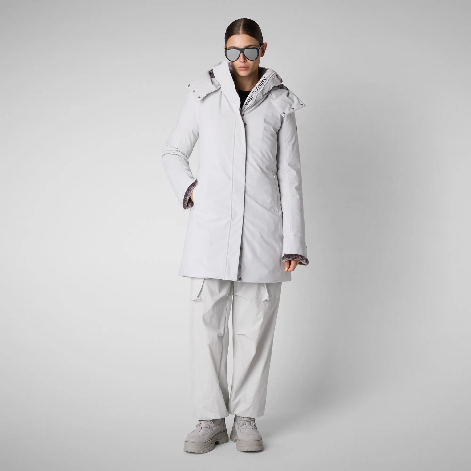 Woman's hooded parka Samantah in fog grey