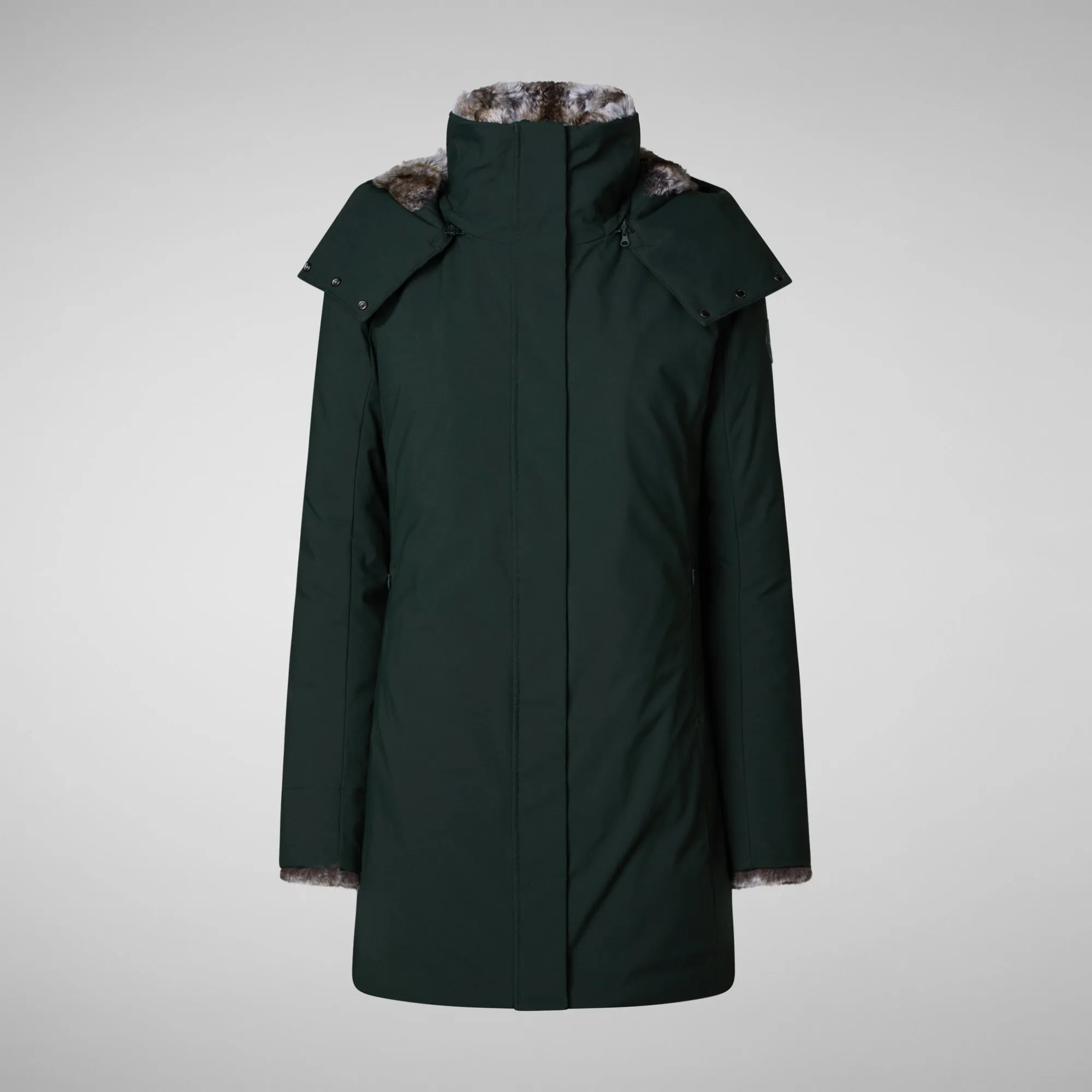 Woman's hooded parka Samantah in green black