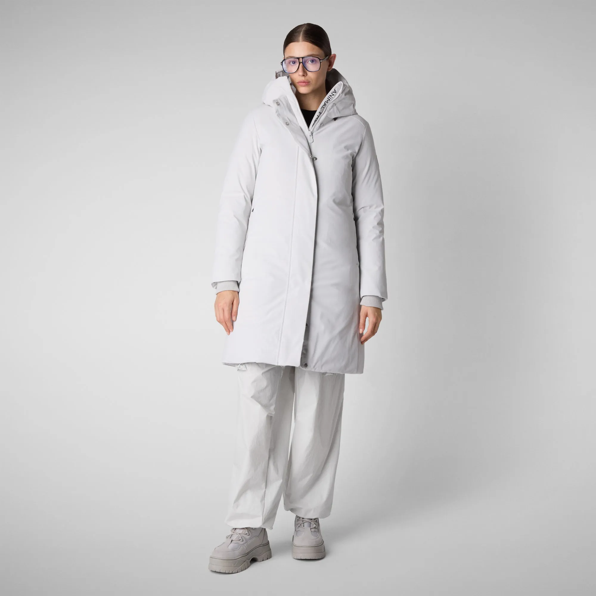 Woman's hooded parka Sienna in fog grey