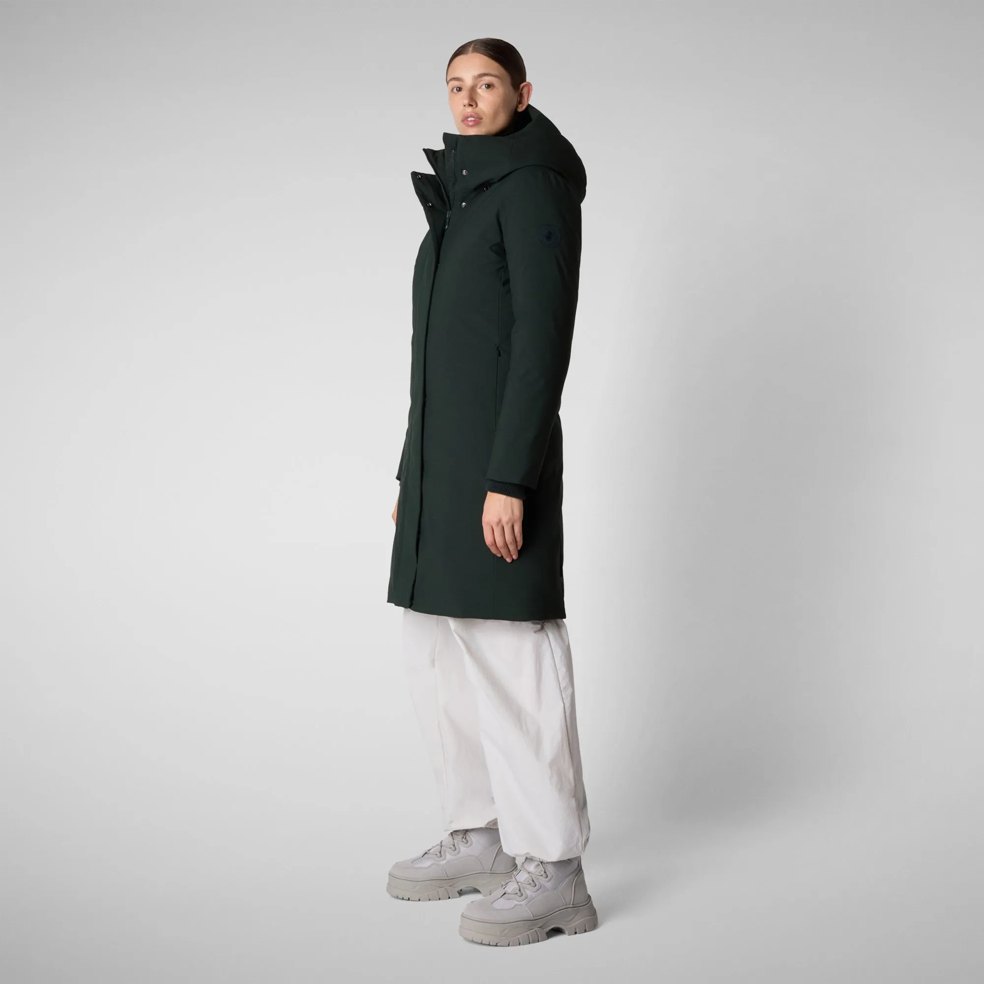 Woman's hooded parka Sienna in green black