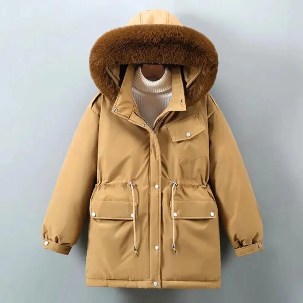 Women's Elegant Warm Parka Hooded Winter Coat with Fur Collar | Ideal for Autumn/Winter