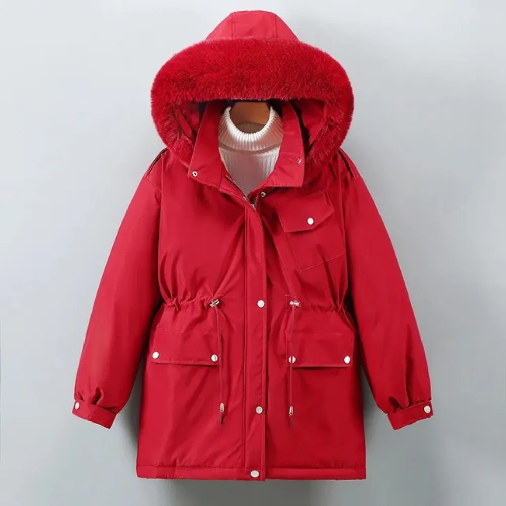 Women's Elegant Warm Parka Hooded Winter Coat with Fur Collar | Ideal for Autumn/Winter