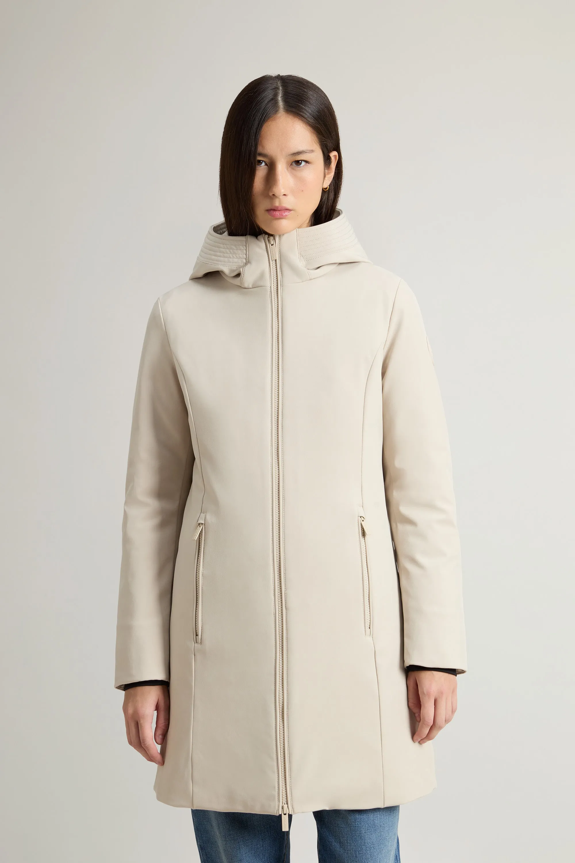 Woolrich Firth Parka In Tech Softshell Sabbia